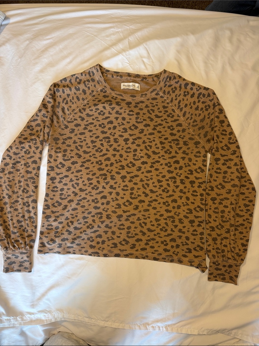 Abercrombie & Fitch Brown and Black Leopard Print Crewneck